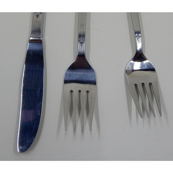 Stanley Roberts Crown Grande Beaded Stainless Japan Fork and Knife Set of 3 - Picture 7 of 9